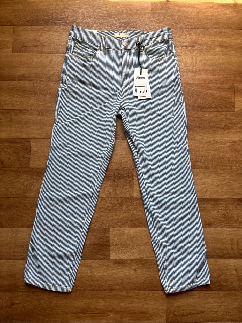 Oat New York Straight-Leg Jeans in Blue & White Stripes - Picture 2 of 12